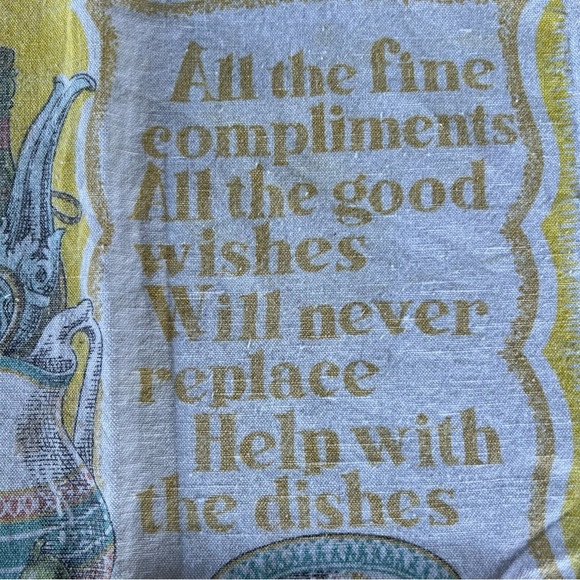 Vintage 1984 Linen Tea Towel Calendar Help With The Dishes - Picture 5 of 10